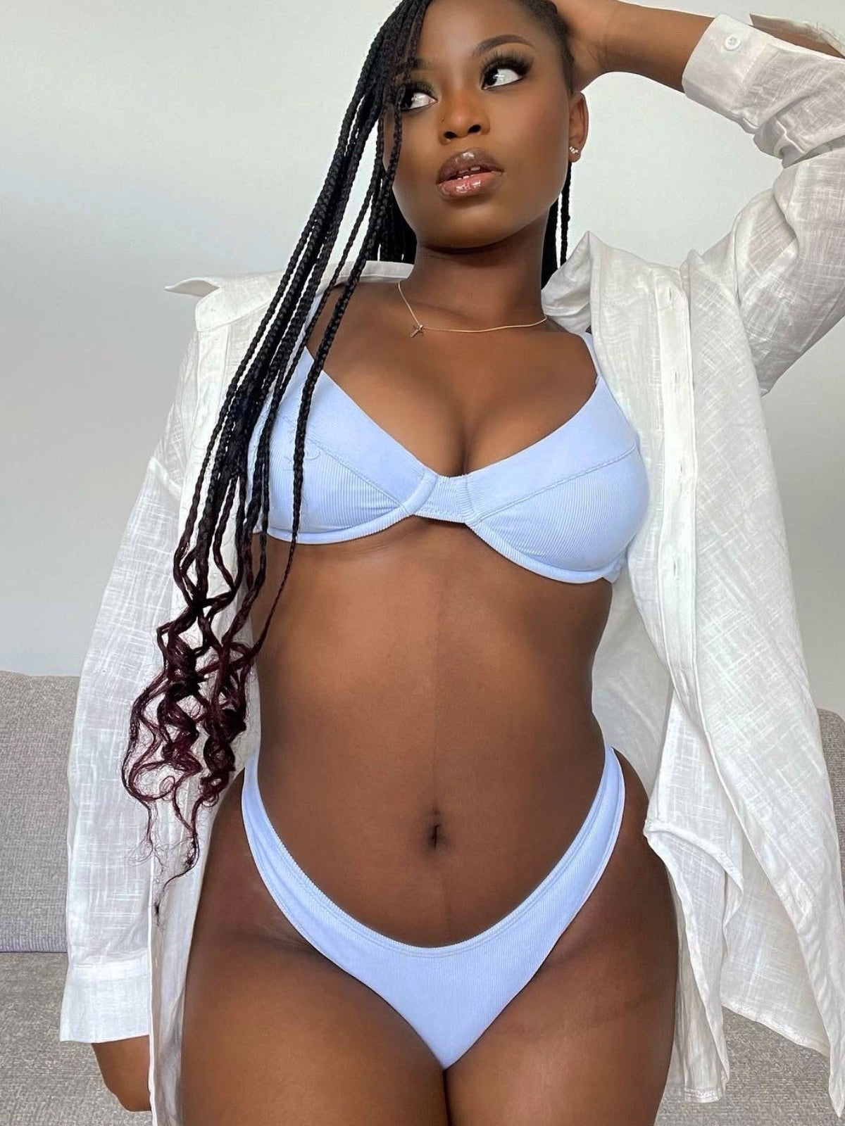 Jasmine Top / Baby Blue Rib - Kotomi Swim