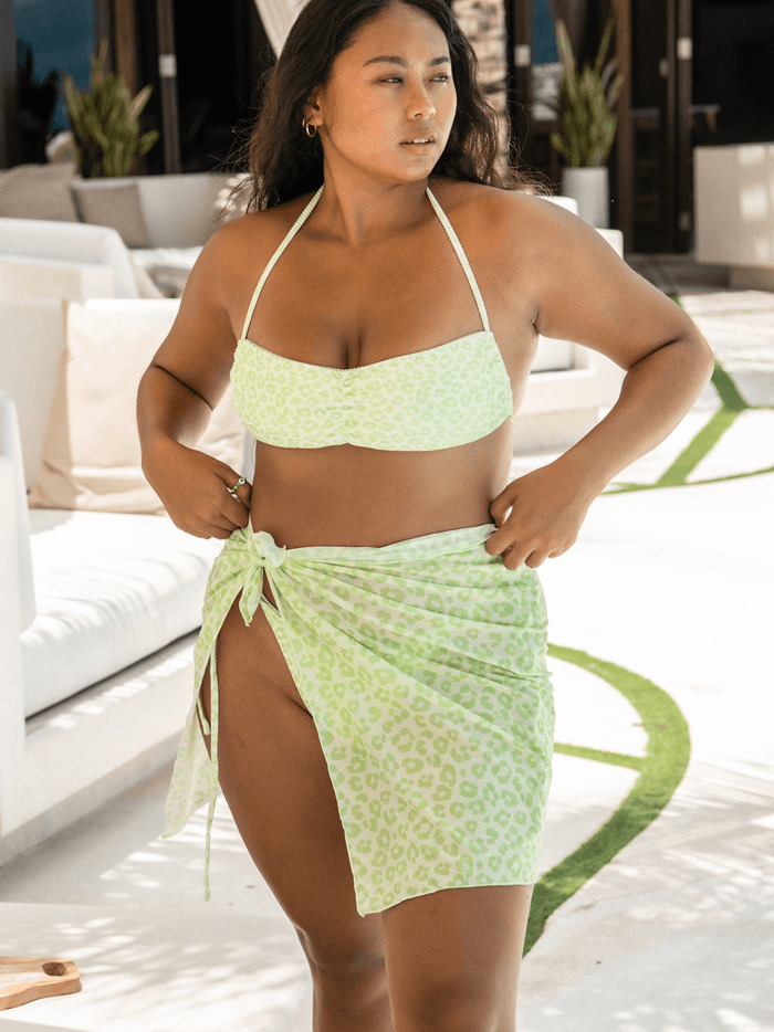 Okina Top / Green Leopard Rib - Kotomi Swim